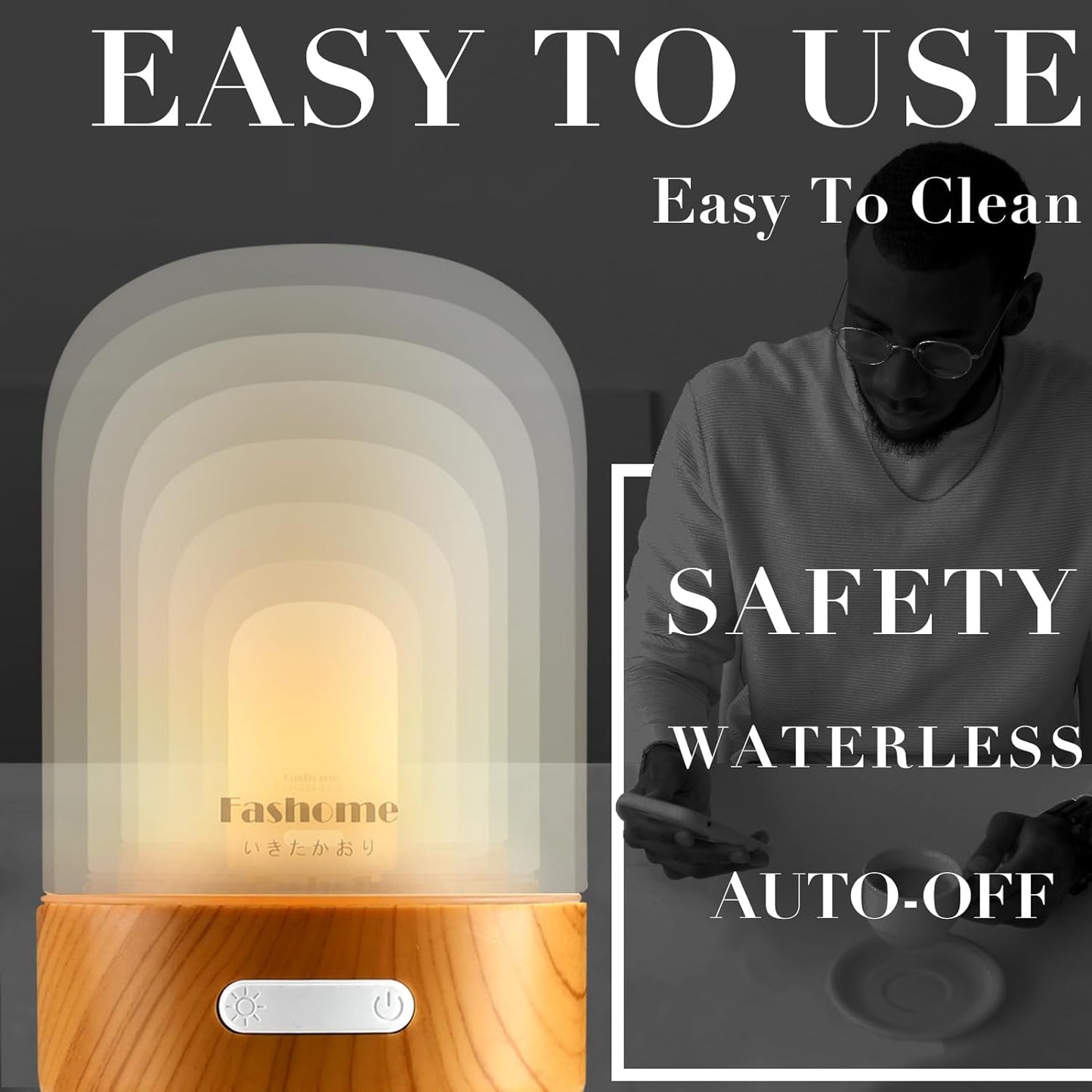 6-in-1 Glass Humidifier with Multiple LED Light Modes