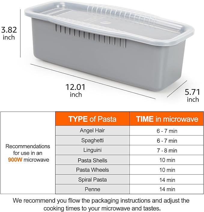 Microwave Pasta Cooker with Strainer Lid Quick