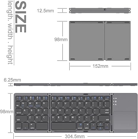 Foldable Bluetooth Keyboard, Pocket Size & Portable