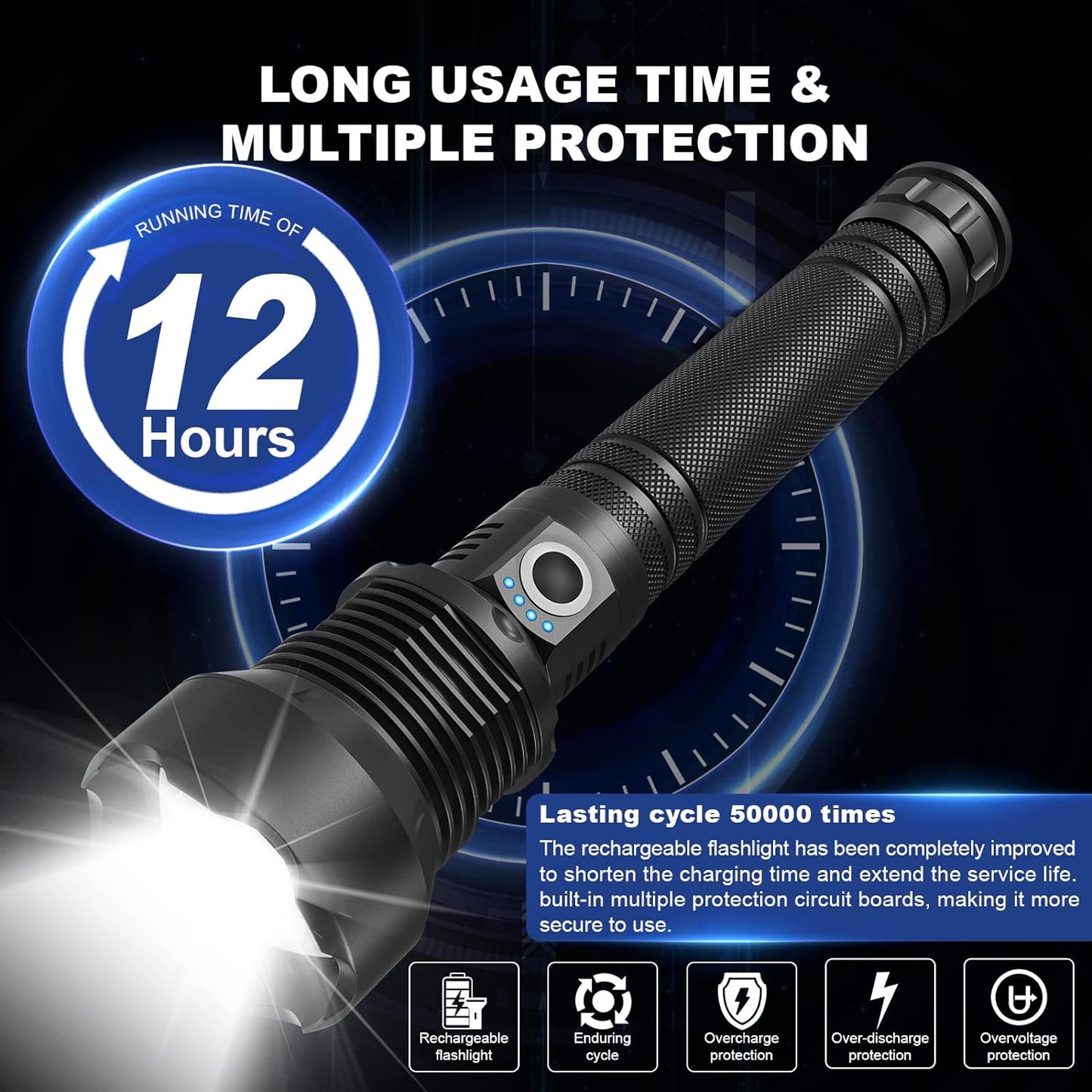 Rechargeable Flashlight with High Lumens