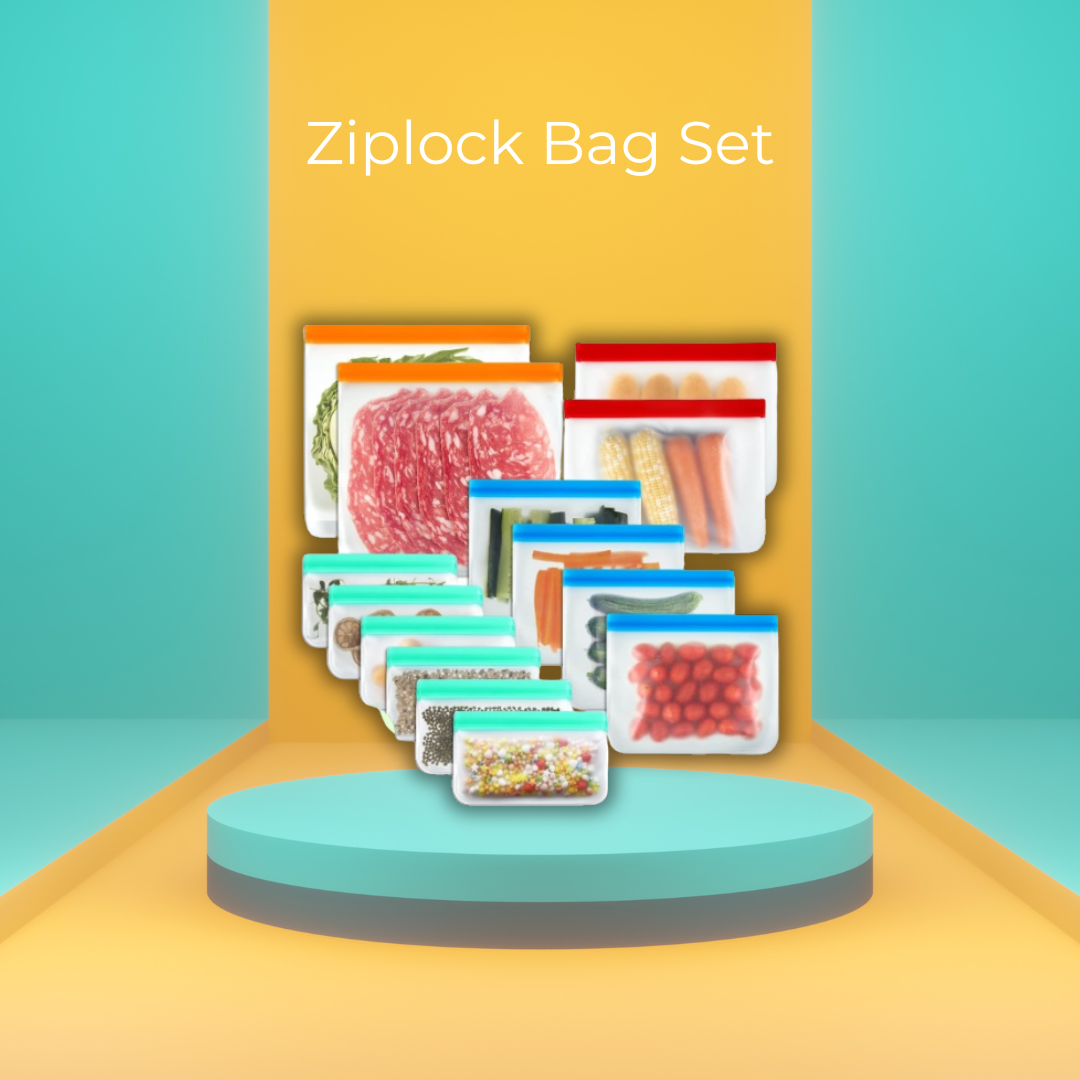 Reusable Silicone Ziplock Bag Set