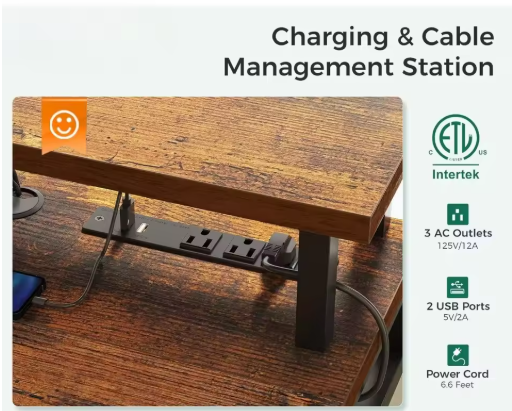 ProLift Electric Standing Desk with Storage – 55 inch” High-End Sit-Stand Desk with Power Outlets & LED Light Strips