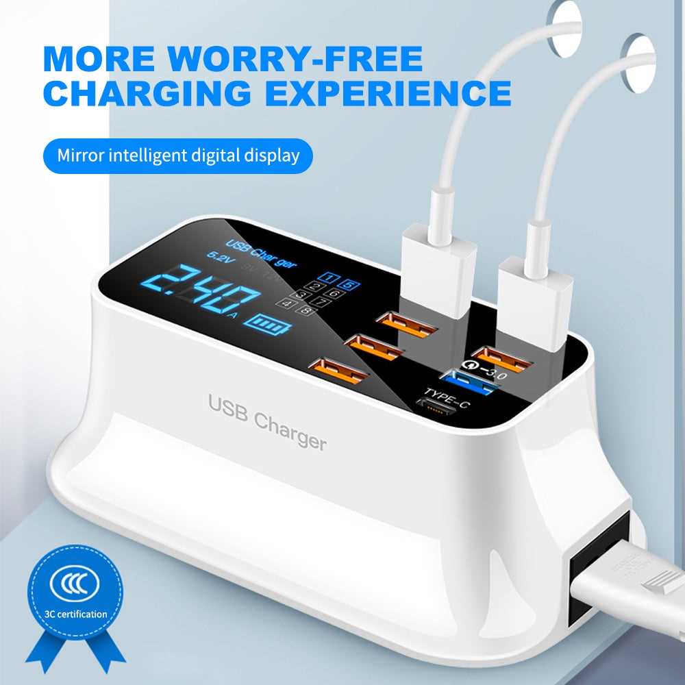 6USB+1 QC3.0+1 Type C Quick Charge 3.0 Desktop Hub - worthyhog