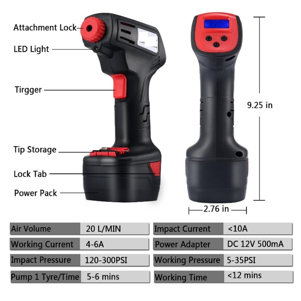 Cordless Air Compressor Inflator Pump with Digital LCD - worthyhog