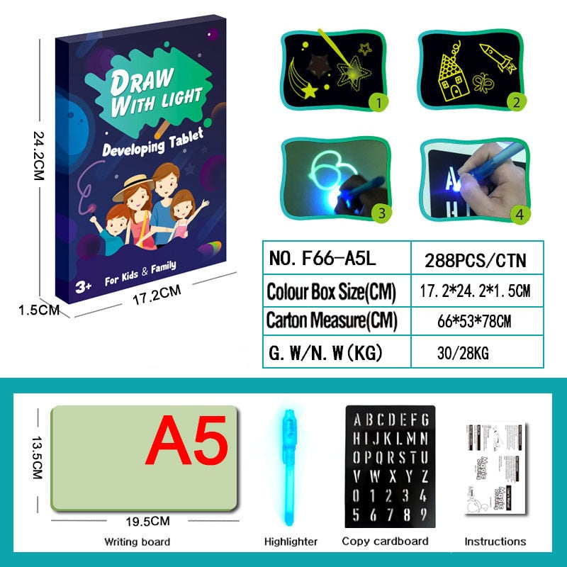 Magic Luminous Drawing Board Plus Magic Flourescent Pen For Kids