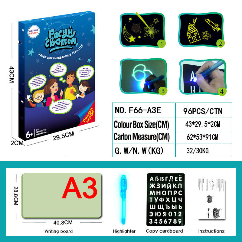 Magic Luminous Drawing Board Plus Magic Flourescent Pen For Kids
