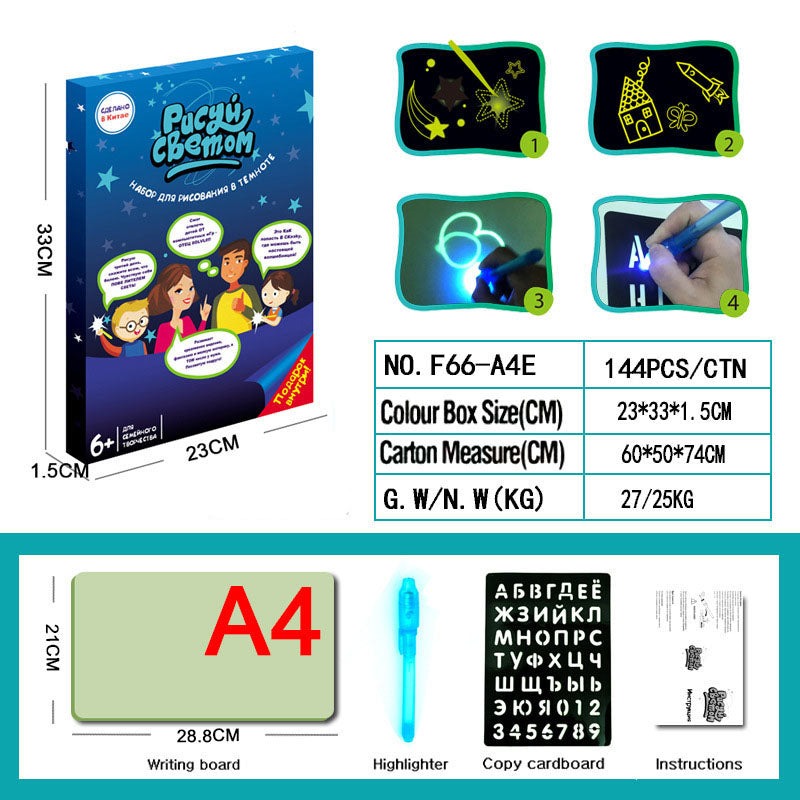 Magic Luminous Drawing Board Plus Magic Flourescent Pen For Kids