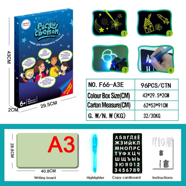 Magic Luminous Drawing Board Plus Magic Flourescent Pen For Kids