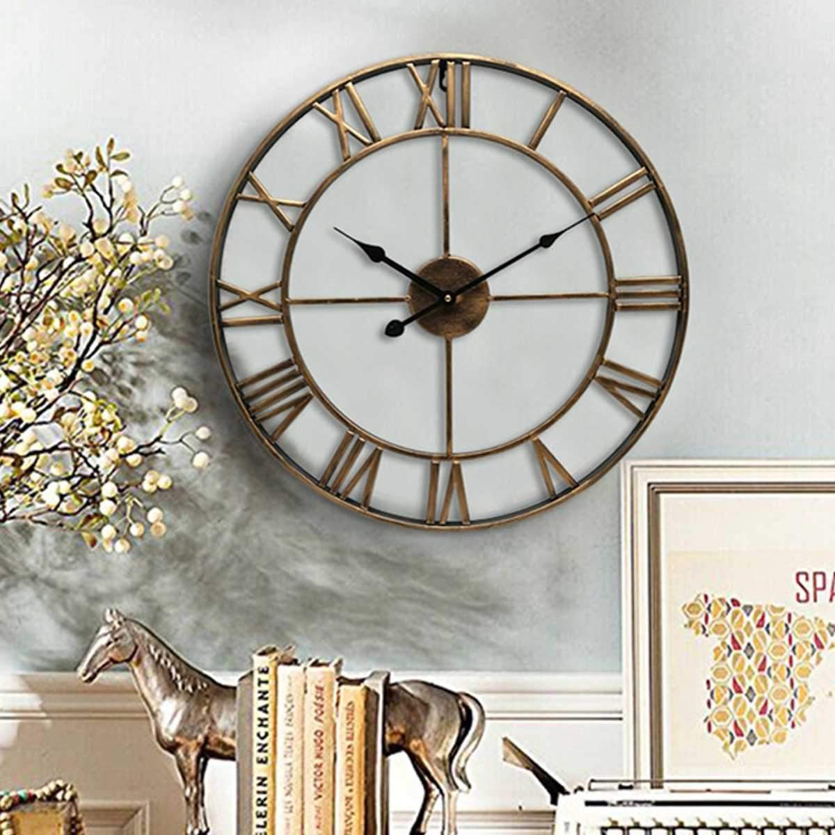 3D Roman Vintage Large Metal Wall Clock - worthyhog