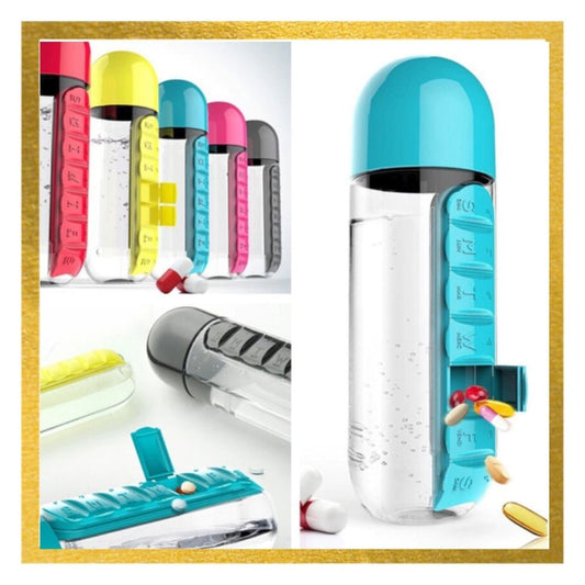 Water Bottle With Pill Box Organizer