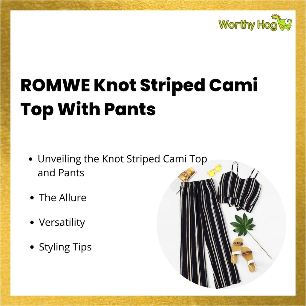 ROMWE Knot Striped Cami Top With Pants