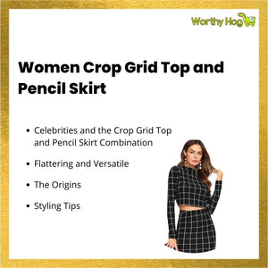 Women Crop Grid Top and Pencil Skirt