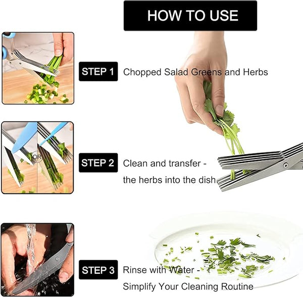 Herb Scissors - Food Cutter Chopper (5-Blades)