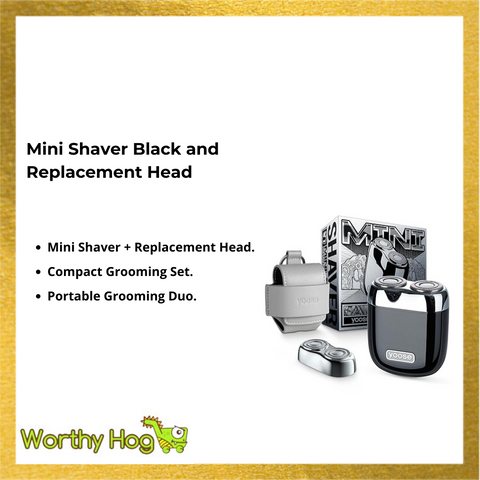 Mini Shaver Black and Replacement Head
