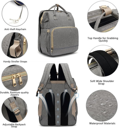 Waterproof Diaper Bag Backpack with Changing Station