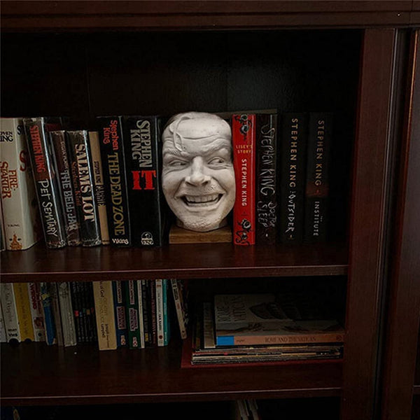 2021 new Sculpture Of The Shining Bookend Library Here’s Johnny Sculpture Resin Desktop Ornament Book Shelf hot